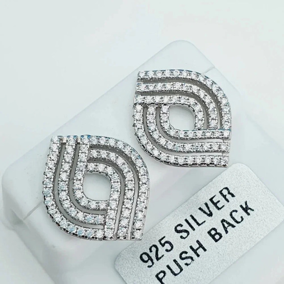 "925 Sterling Silver Cubic Zirconia Earrings, UU1P6A6071 - Picture 1 of 8